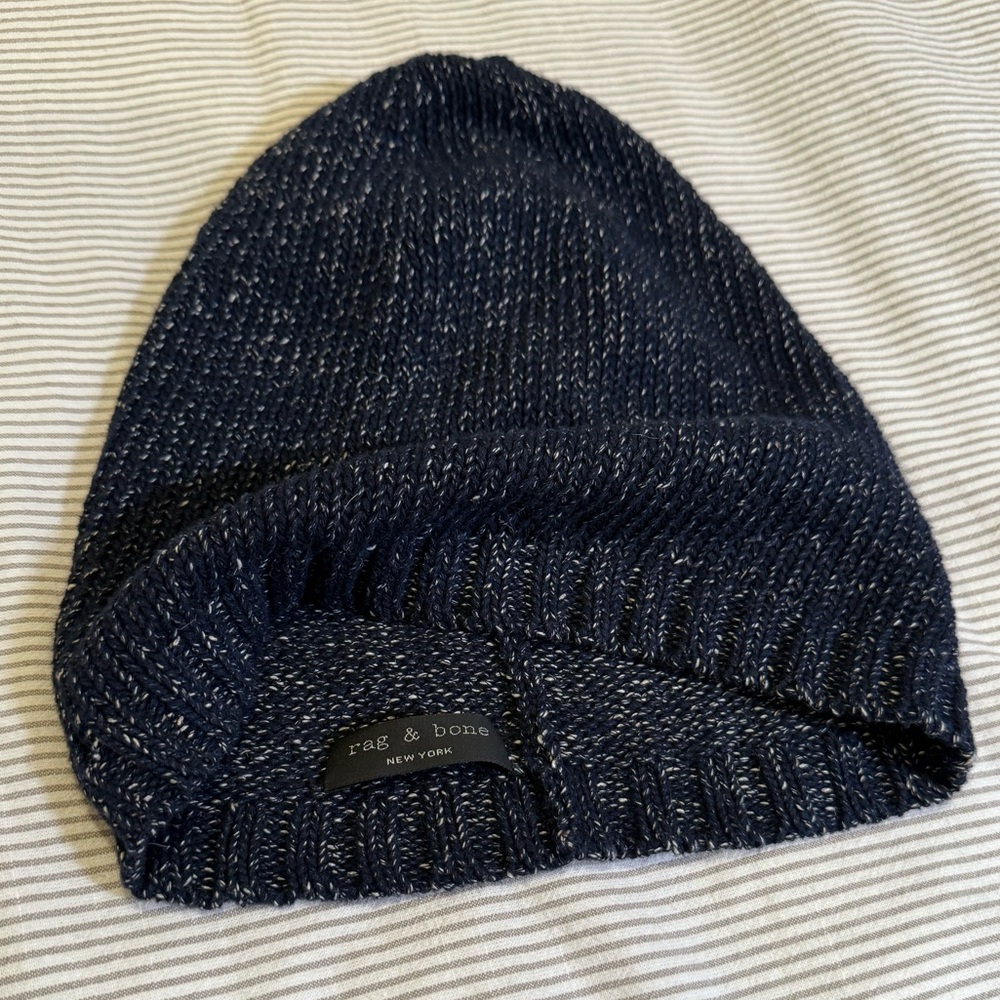 Rag & Bone Slouch Beanie Knit Heather - Navy Dark Blue